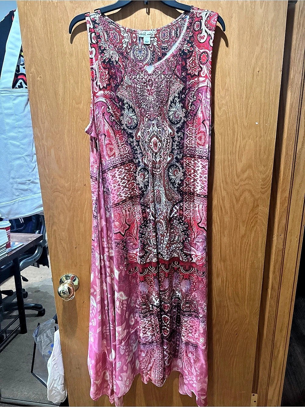 World Unity Paisley Maxi Dress in Pink & Black Size XL